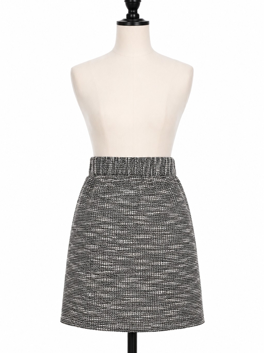 Black & White Marled Knit A-Line Skirt
